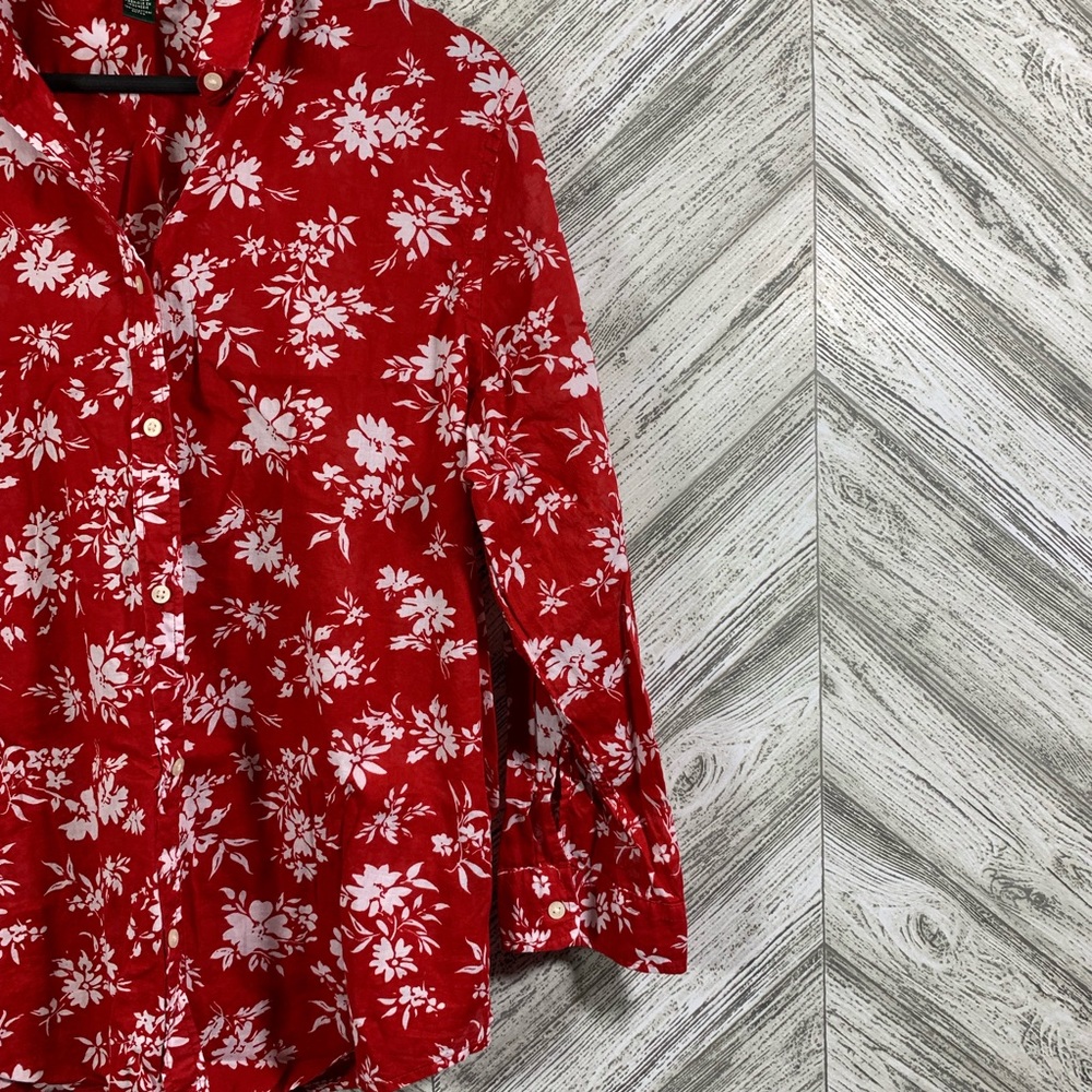 Lauren Ralph Lauren • Women Red Floral Button Up - Picture 6 of 7